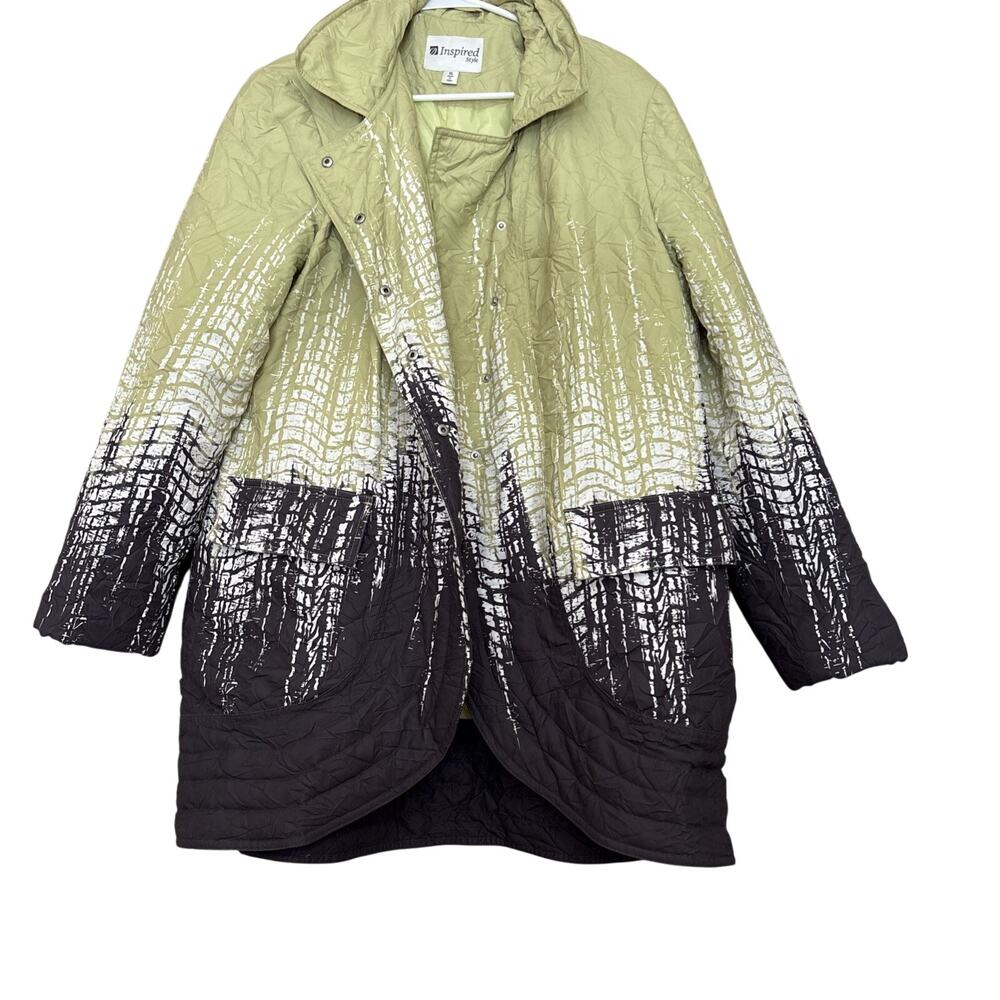 Green coat: Maurice's Green & Brown Patterned Coat - Size XL
